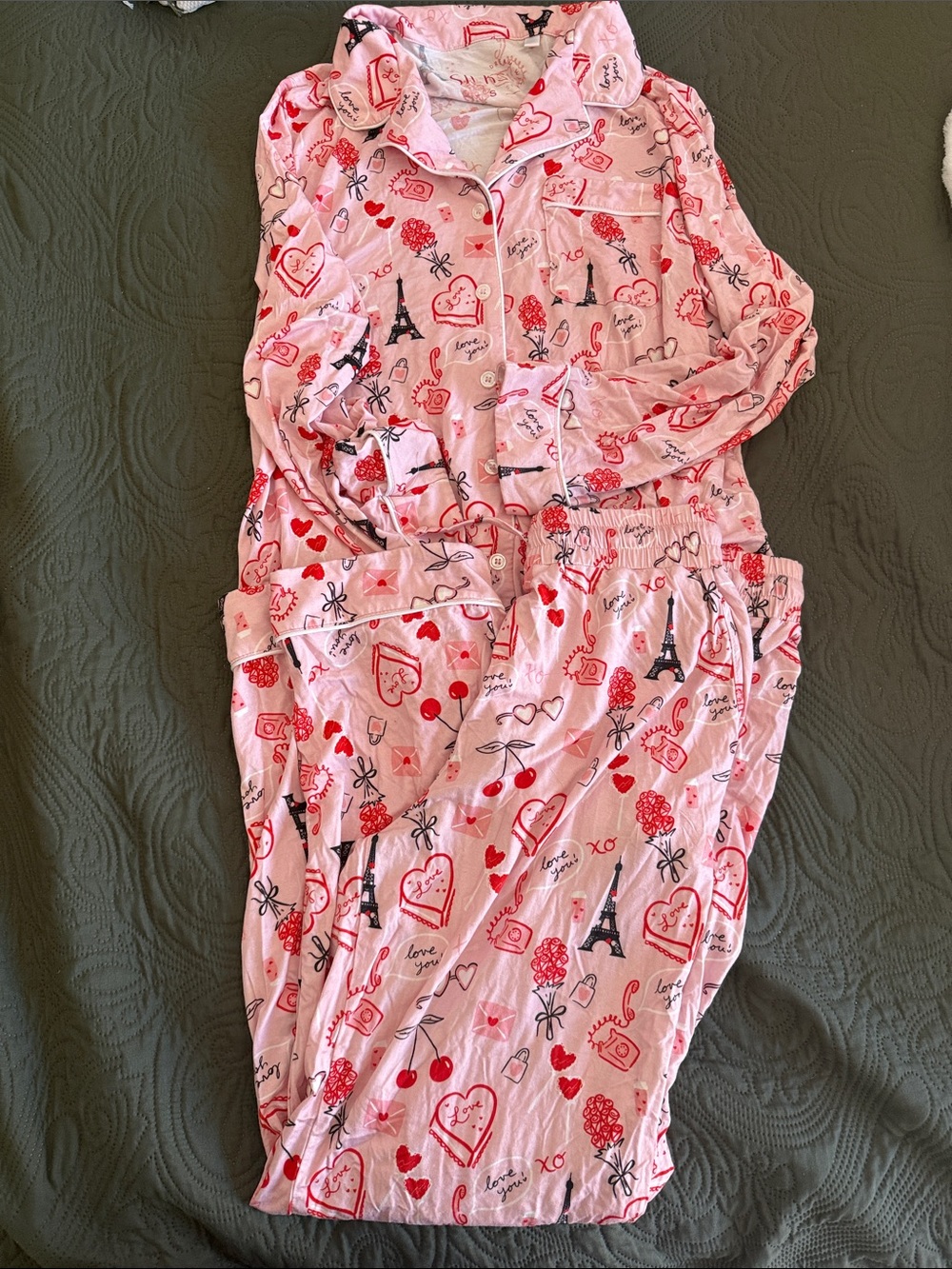 SILKS brand Pink Heart & Eiffel Tower Women's Pajama Set
